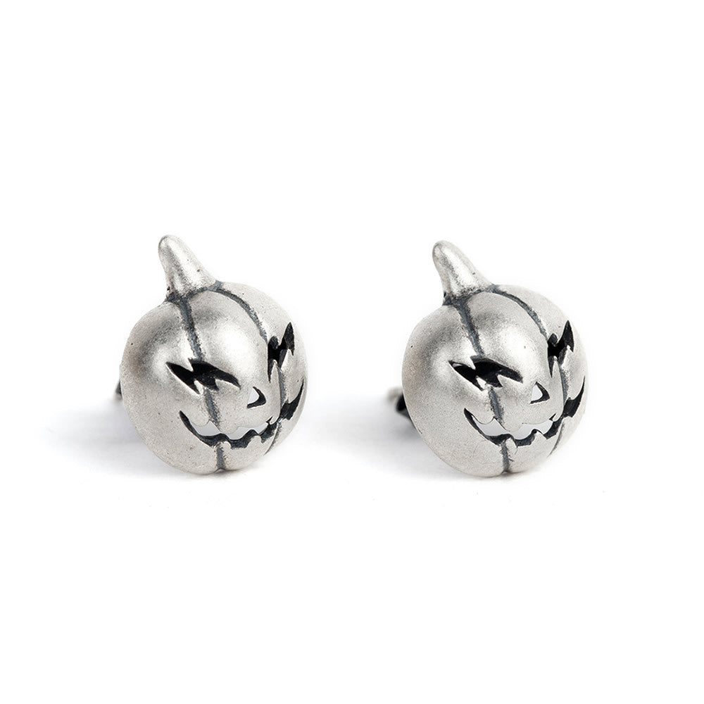 Sterling Silver Pumpkin Stud Earrings