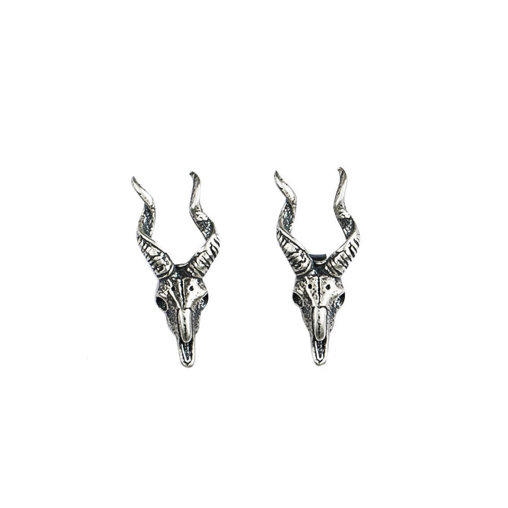 Sterling Silver Antelope Skull Stud Earrings