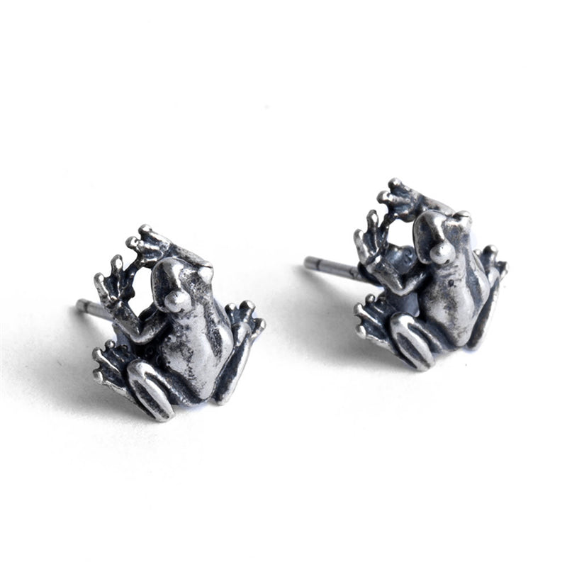 Sterling Silver Frog Stud Earrings