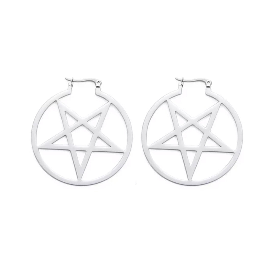 Large Pentagram Hoop Earrings
