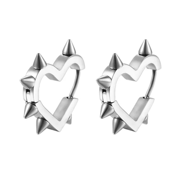 Spike heart huggie hoop earrings