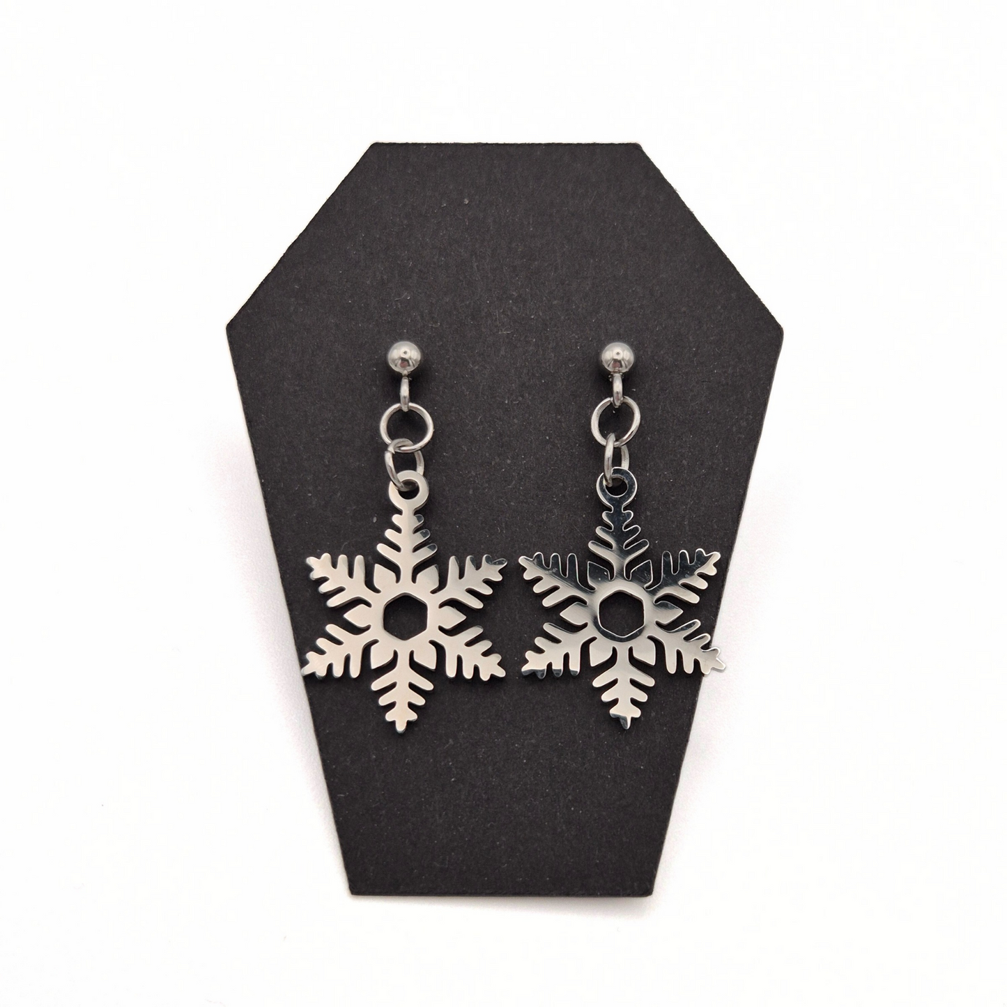 Stainless Steel Christmas Snowflake Stud Earrings (Dangle)