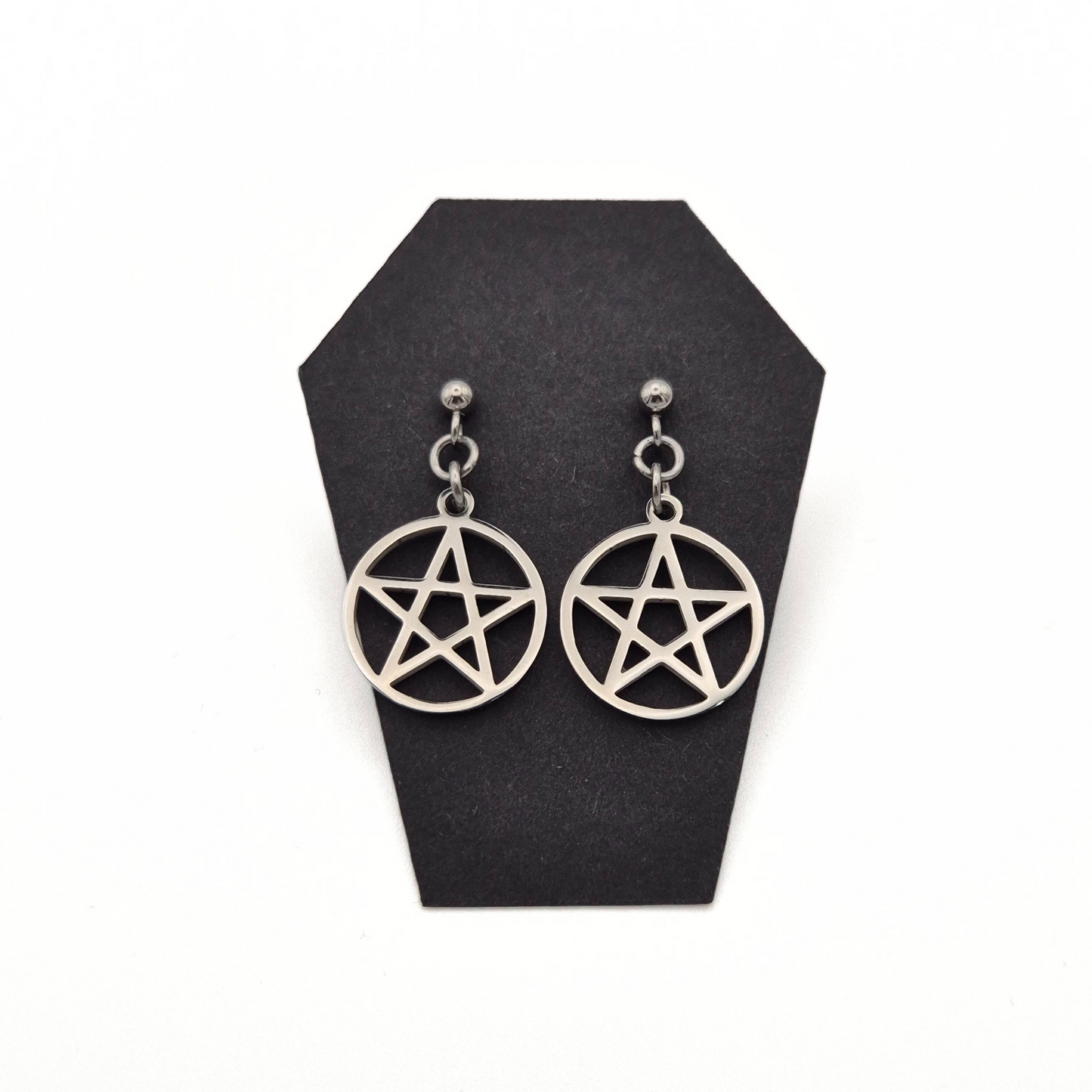 Sacred Circle Pentacle Stud Earrings