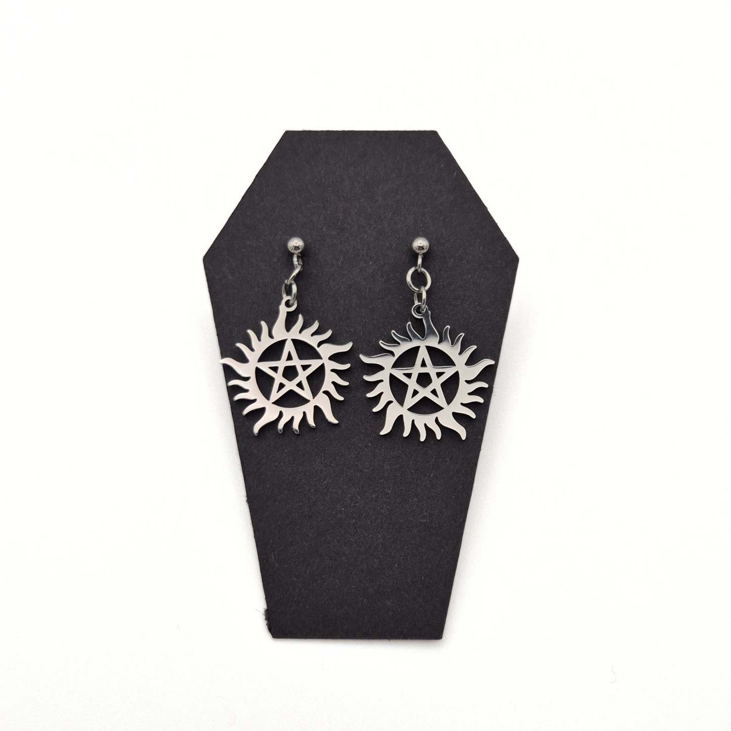 Sunburst Pentacle Stud Earrings