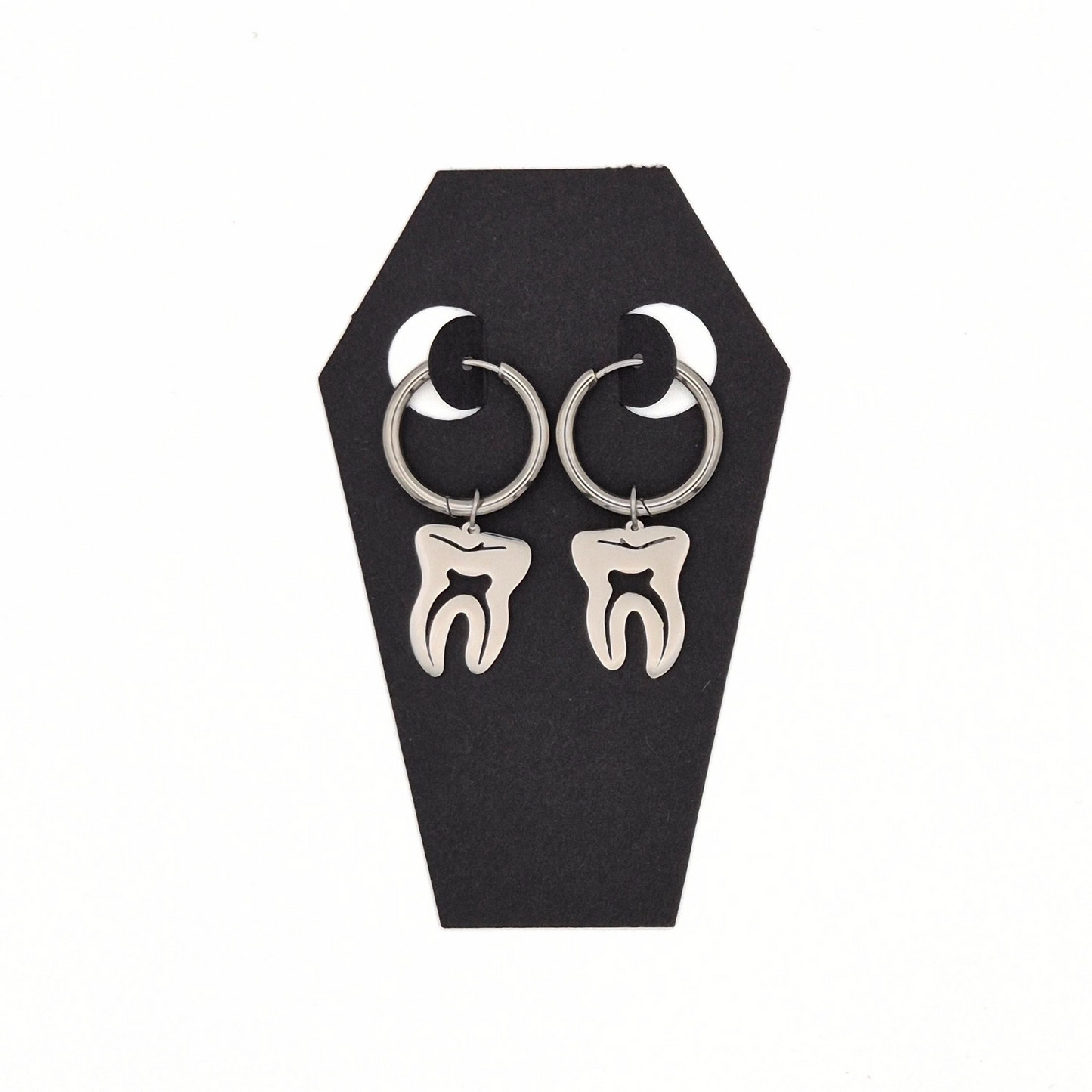 Cursed Crown Tooth Hoop Earrings