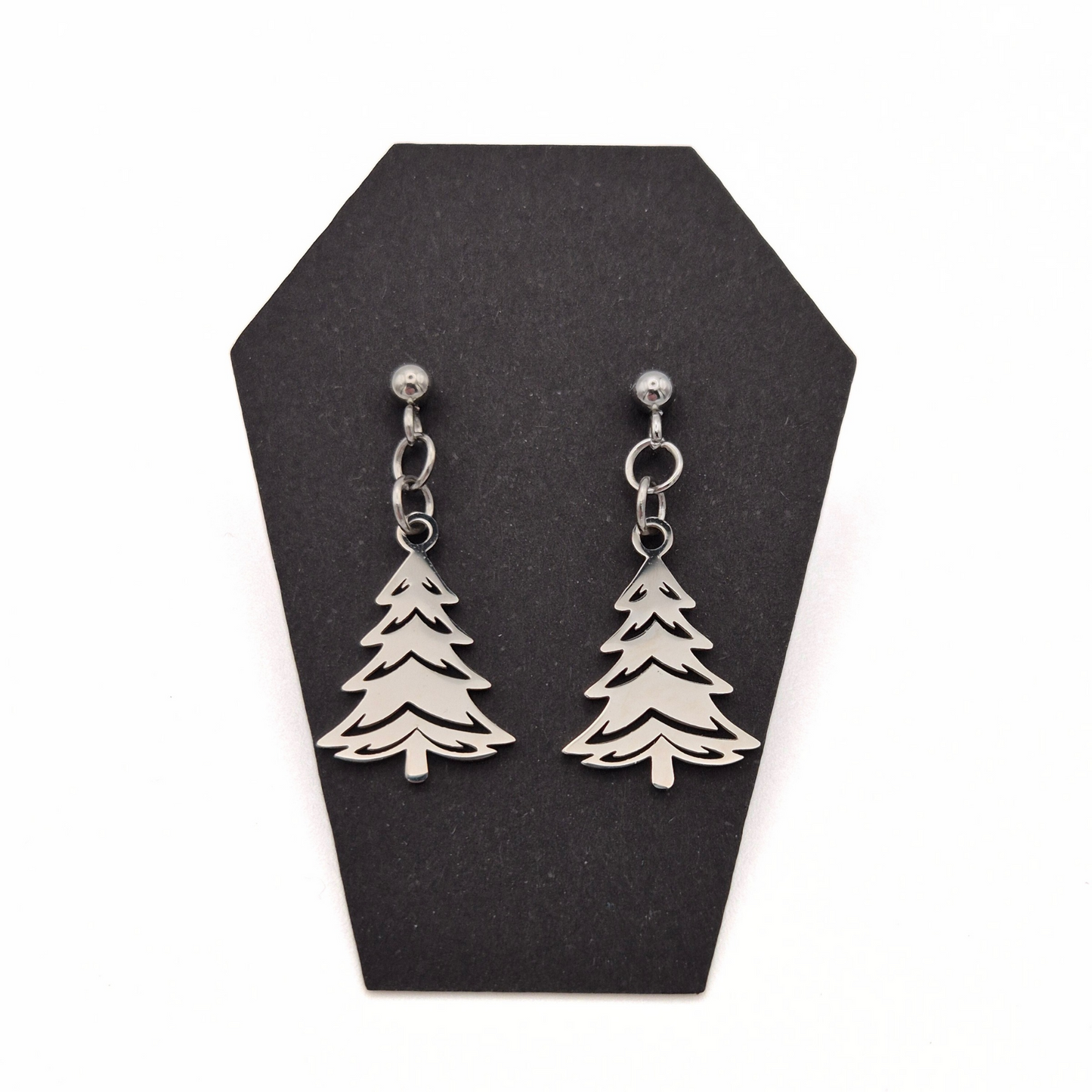 Stainless Steel Christmas Tree Stud Earrings (Dangle)
