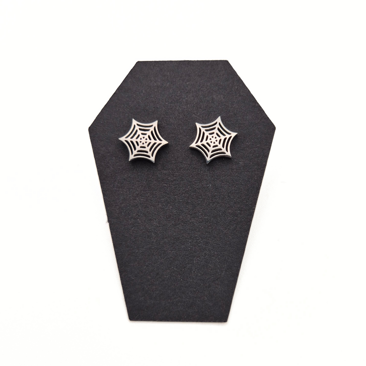 Stainless Steel Cobweb Stud Earrings