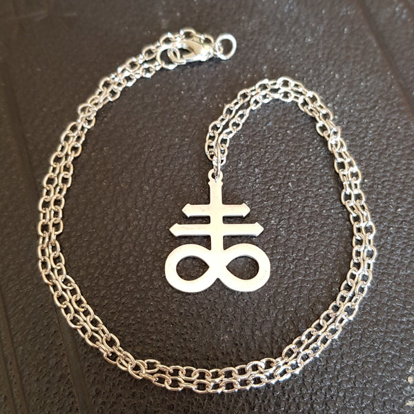 Leviathan Sigil of Sulphur Satanic cross necklace