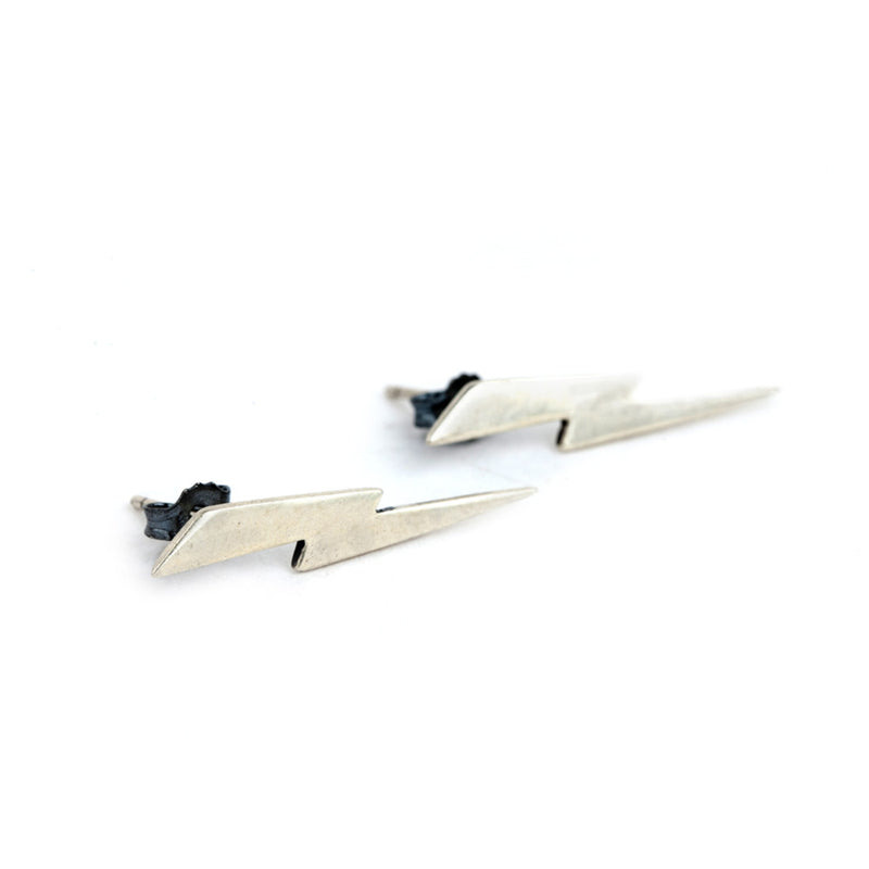 Sterling Silver Lightening Bolt Stud Earrings