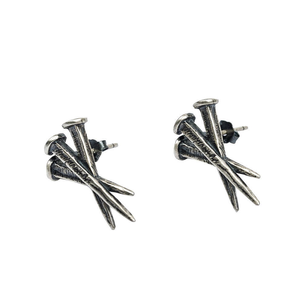 Sterling Silver Coffin Nails Stud Earrings