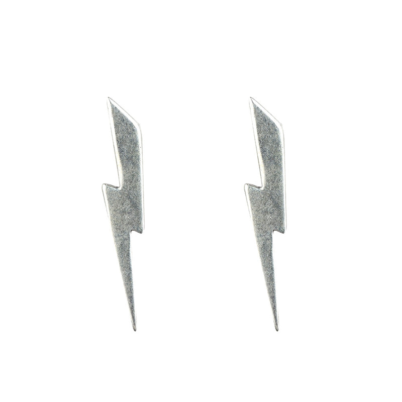 Sterling Silver Lightening Bolt Stud Earrings