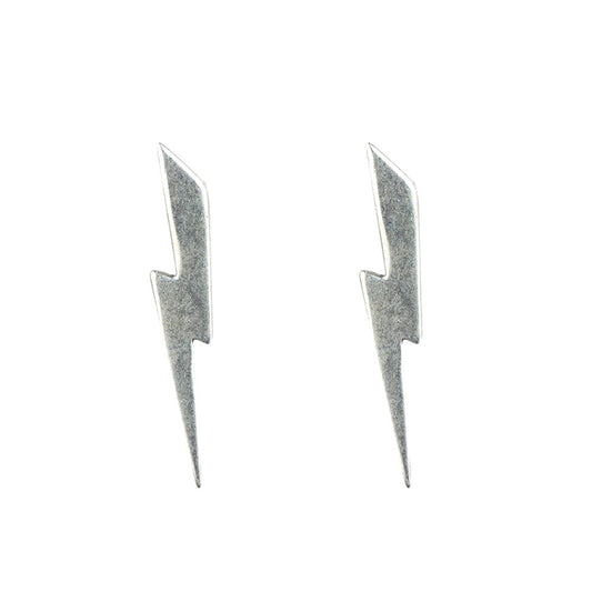 Sterling Silver Lightening Bolt Stud Earrings