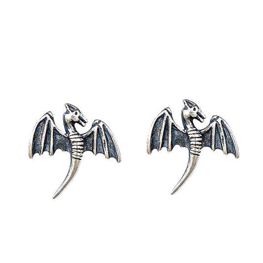Sterling Silver Dragon Stud Earrings