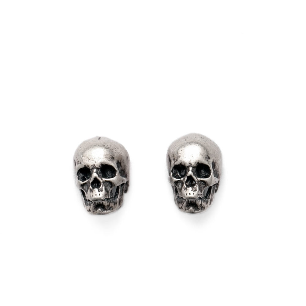 Sterling Silver Human Skull Stud Earrings