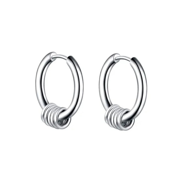 Stainless steel loop huggie hoop earrings