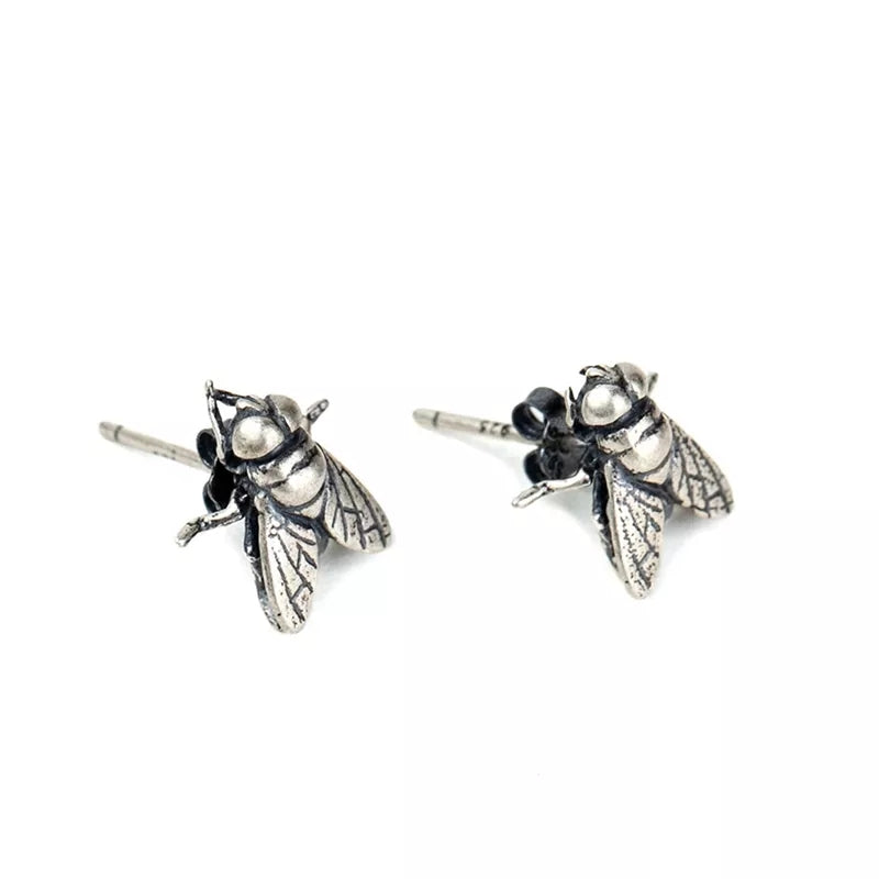 Sterling Silver Fly Stud Earrings