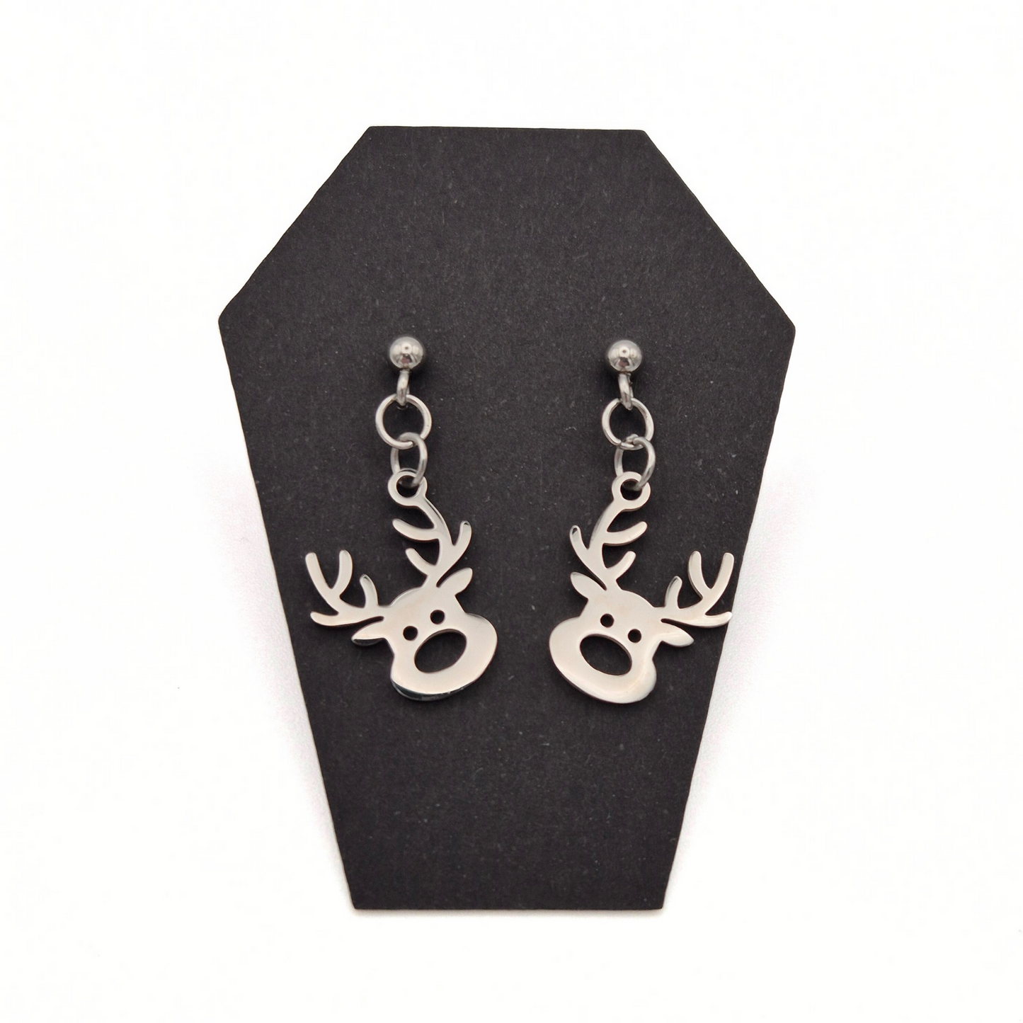 Stainless Steel Christmas Reindeer Stud Earrings (Dangle)