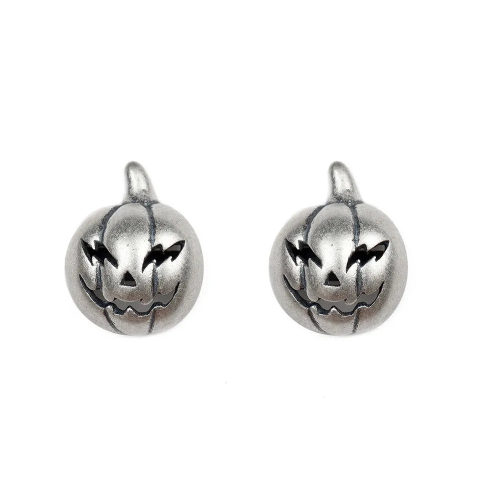 Sterling Silver Pumpkin Stud Earrings