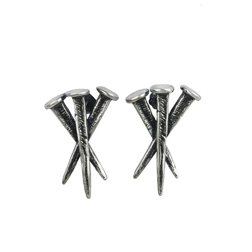 Sterling Silver Coffin Nails Stud Earrings