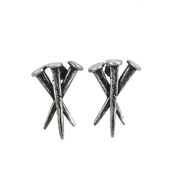 Sterling silver coffin nails stud earrings
