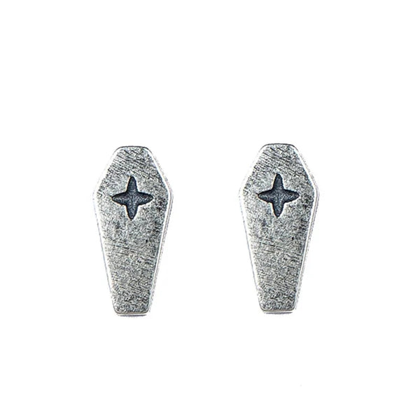 Sterling silver coffin stud earrings