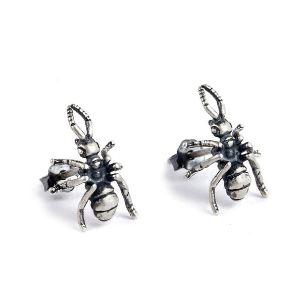 Sterling silver ant stud earrings