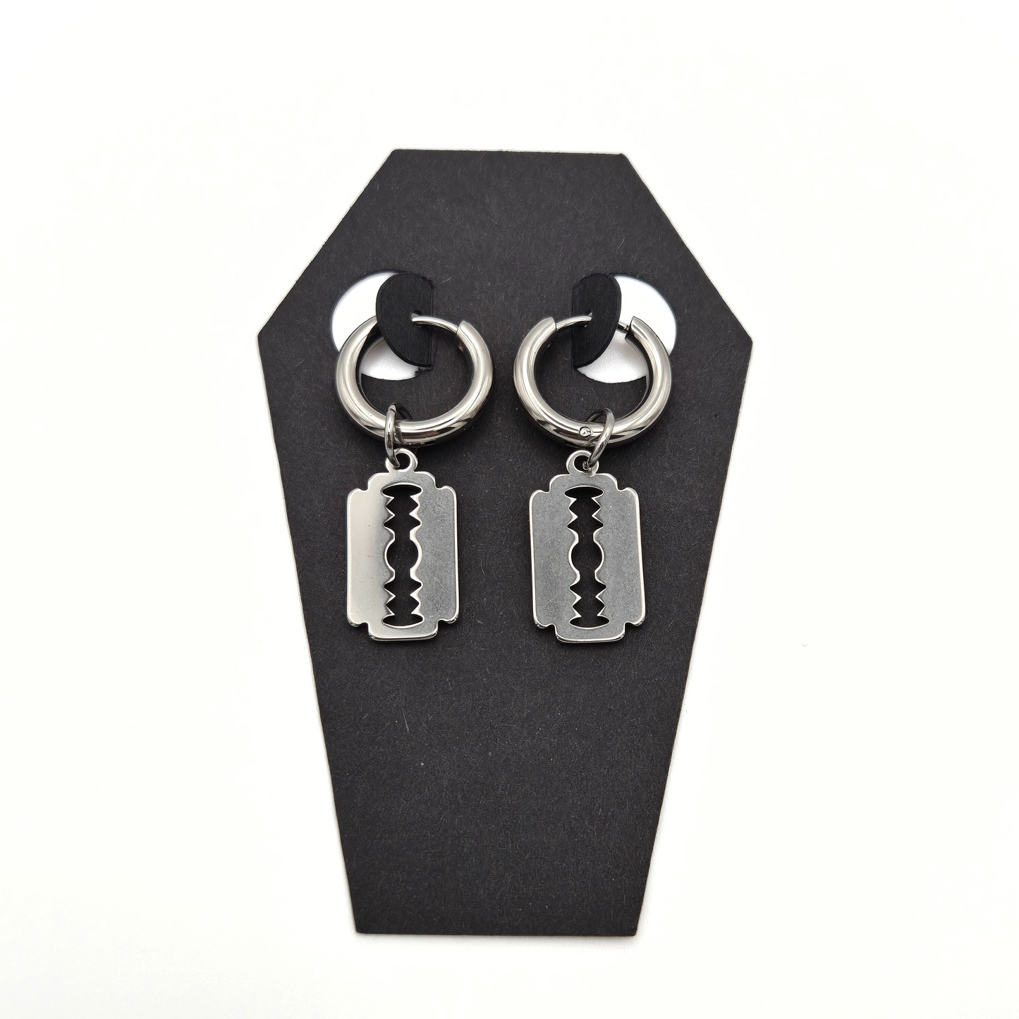 Sinister Edge Razor Blade Hoop Earrings