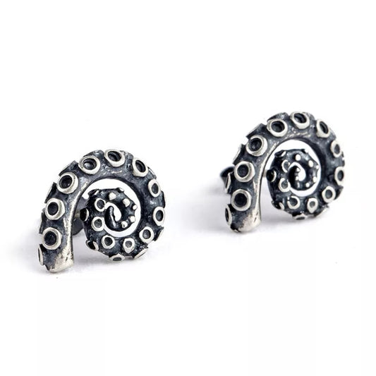 Sterling Silver Octopus Tentacles Stud Earrings