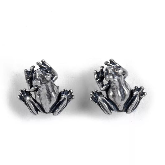 Sterling Silver Frog Stud Earrings