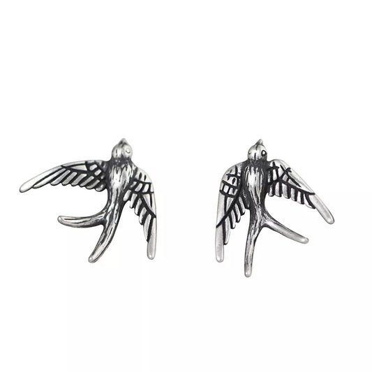 Sterling Silver Swallow Bird Stud Earrings