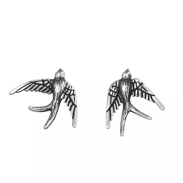 Sterling silver swallow bird stud earrings