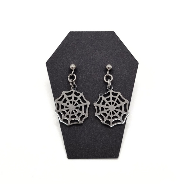 Stainless steel cobweb stud earrings