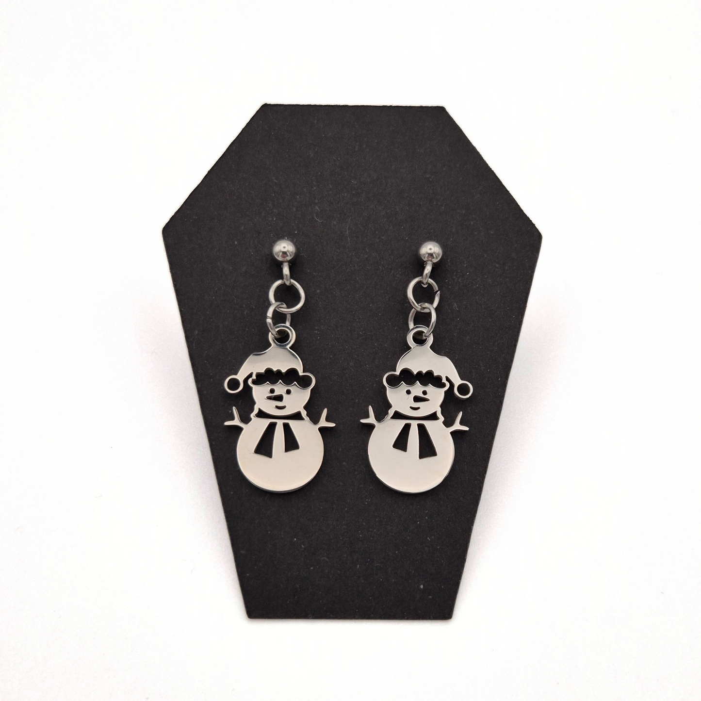 Stainless Steel Christmas Snowman Stud Earrings (Dangle)