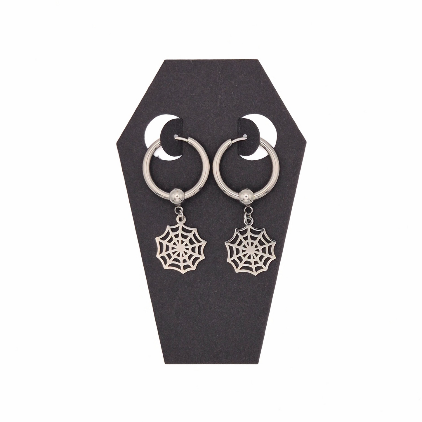 Stainless Steel Cobweb Hoop Earrings