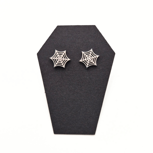 Stainless Steel Cobweb Stud Earrings