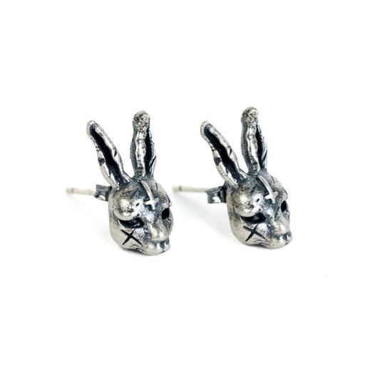 Sterling Silver Demonic Rabbit Stud Earrings