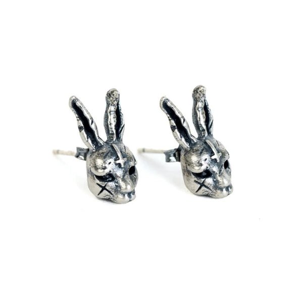 Sterling silver demonic rabbit stud earrings